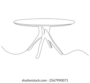 One continuous line drawing of wood table furniture . Single line of table interior vector illustration