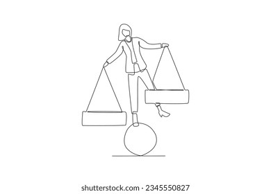 One continuous line drawing of work life balance concept. Doodle vector illustration in simple linear style. 