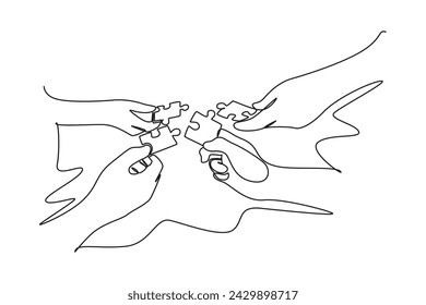 One continuous line drawing of work team concept. Doodle vector illustration in simple linear style.