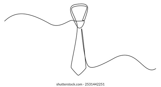 one continuous line drawing of work tie.one line drawing of office tie.single line vector illustration.isolated white background