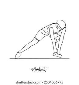 One continuous line drawing of Workout vector illustration. workout refers to physical exercise or activity performed to improve fitness, strength, or overall health. Sport theme design vector concept