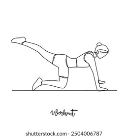 One continuous line drawing of Workout vector illustration. workout refers to physical exercise or activity performed to improve fitness, strength, or overall health. Sport theme design vector concept