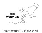 One continuous line drawing of world water day concept. Doodle vector illustration in simple linear style.