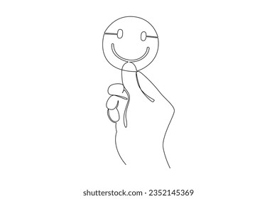 One continuous line drawing of World smile day concept. Doodle vector illustration in simple linear style. 