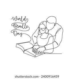 One continuous line drawing of World braille day vector illustration. World braille day design illustration simple linear style vector concept. World braille day design asset vector illustration.