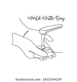 Un dibujo de línea continua de la ilustración vectorial del Día Mundial del Agua. evento del 22 de marzo con la caída de agua ilustración de diseño simple concepto de vector de estilo lineal. Adecuado para su diseño de activos.