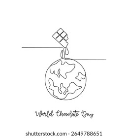 One continuous line drawing of World Chocolate Day vector illustration. World Chocolate Day  themes design concept in simple linear continuous line. Suitable design for campaign and design asset.
