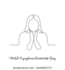 One continuous line drawing of World Lymphoma Awareness Day vector illustration. World Lymphoma Awareness Day themes design concept in simple linear continuous line. Great vector design for healthcare