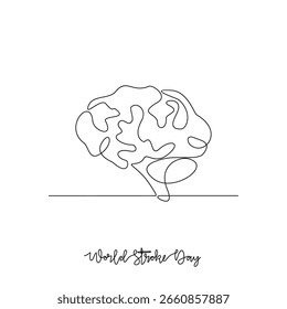Um desenho de linha contínua da ilustração vetorial do Dia Mundial do Traço. Projeto de design de temas do Dia Mundial do Acidente Vascular Cerebral em linha contínua linear simples. grande design vetorial para a campanha de saúde social.