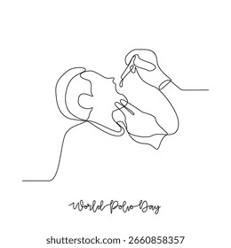 Eine durchgehende Linienzeichnung der Vektorgrafik zum Weltpoliotag. World Polio Day Themen Design Konzept in einfachen linearen kontinuierlichen Linie. großartiges Vektordesign für die Kampagne zur sozialen Gesundheitsfürsorge.