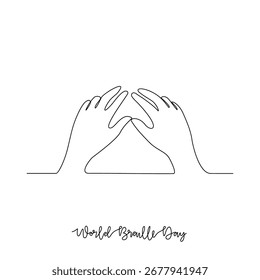 Dibujo de una línea continua de la Ilustración vectorial del Día Mundial del Braille. Ilustración de diseño del Día Mundial del Braille concepto de Vector de estilo lineal simple. Gran diseño para la campaña social del Día Mundial del Braille.