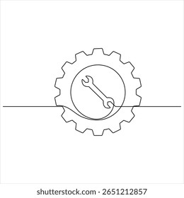 One continuous line drawing of Wrench tools minimalist hand drawn repair tool vector illustration