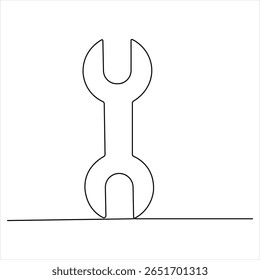 Um desenho de linha contínua de ferramentas de chave manual minimalista desenhado ferramenta de reparação ilustração vetor