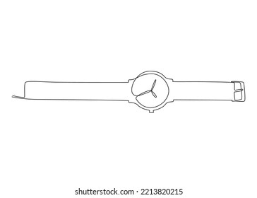 Un dibujo continuo de un reloj de pulsera. Concepto vectorial de Ilustración de líneas delgadas. Contour Drawing Ideas Creativas.