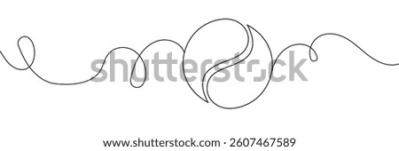 One continuous line drawing of Yin yang symbol sign. Tattoo design. Editable stroke. Outline vector illustration
