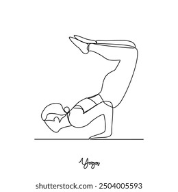 One continuous line drawing of Yoga activity vector illustration.  Yoga are combines physical postures, breathing technique, meditation, and philosophical principles. Sport theme design vector concept