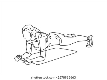 One continuous line drawing of Yoga activity vector illustration. Yoga are combines physical postures, breathing technique, meditation, and philosophical principles. Sport theme design vector concept
