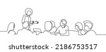 One continuous line drawing of young happy board of directors discussing company profit sharing during meeting. Business training concept. Trendy single line draw design vector graphic illustration
