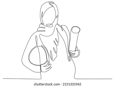 
One continuous line drawing the young foreman of the manager controlling the construction of the building. Building an architectural business concept. Single line vector graphic design illustration
