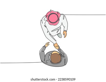 One continuous line drawing of young happy male rocker singer giving hand gesture of rock music on concert stage. Trendy musician artist performance concept single line draw design vector illustration