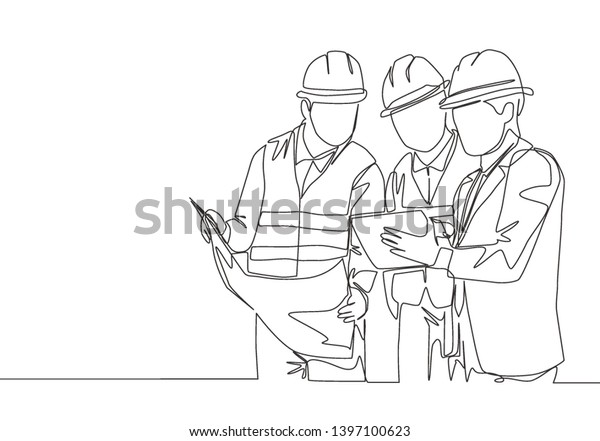 One Continuous Line Drawing Young Architect Stock Vector (Royalty Free ...