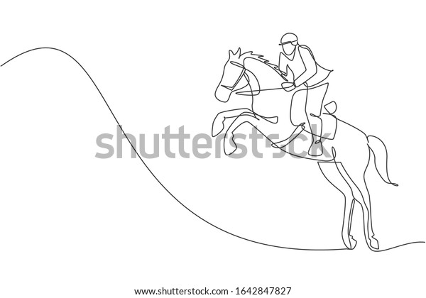 One Continuous Line Drawing Young Horse Stock Vector (Royalty Free ...