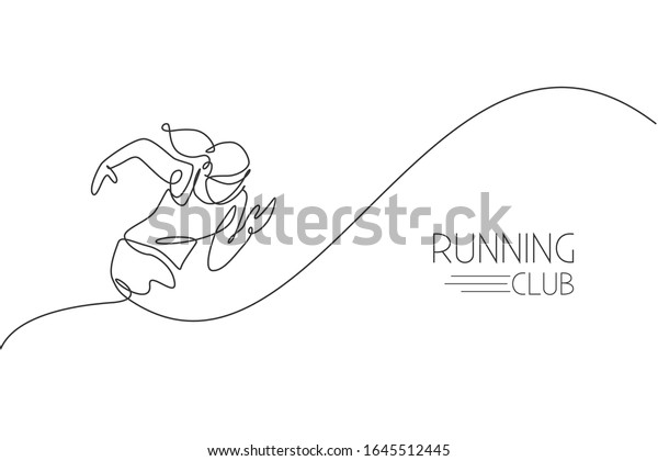 One Continuous Line Drawing Young Woman Stock Vector (Royalty Free ...
