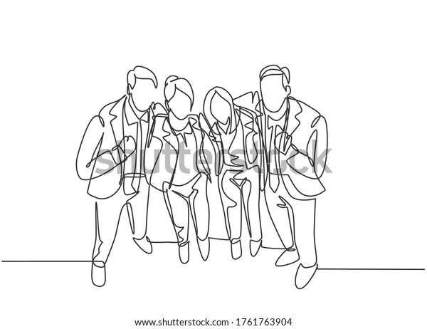 One Continuous Line Drawing Young Happy Stock Vector Royalty Free 1761763904 Shutterstock 8427