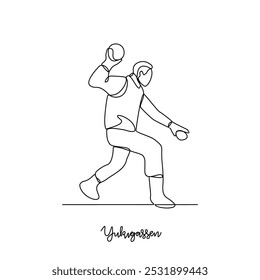 One continuous line drawing of Yukigassen sports vector illustration. Traditional sports design in simple linear continuous style vector concept. Sports theme design for your asset design illustration