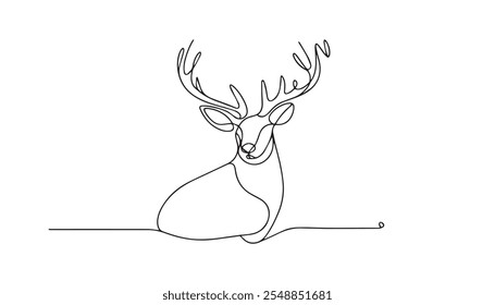 One continuous line is drawn by hand over a white background, representing a deer head.