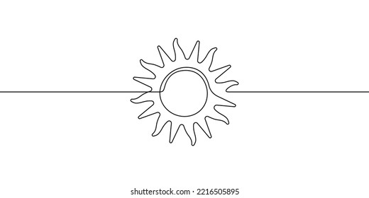 One continuous line drawn illustration of sun. Vector illustration