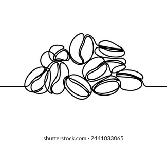 One continuous line draws coffee beans.