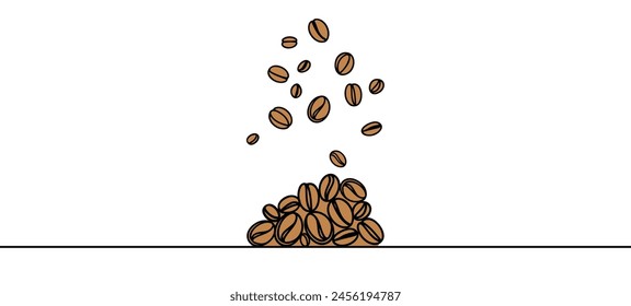 One continuous line draws coffee beans. Coffee logo, icon