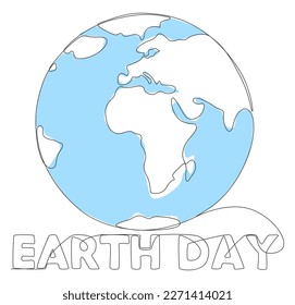 Una línea continua de la palabra del Día de la Tierra. Concepto vectorial de Ilustración de líneas delgadas. Contour Drawing Ideas Creativas.