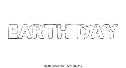 One continuous line of Earth Day word. Thin Line Illustration vector concept. Contour Drawing Creative ideas.