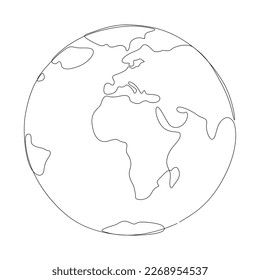 One continuous line of Earth Globe. Thin Line Illustration vector concept. Contour Drawing Creative ideas.