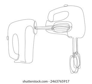 One continuous line of Electric Mixer. Thin Line Illustration vector concept. Contour Drawing Creative ideas.