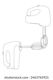 One continuous line of Electric Mixer. Thin Line Illustration vector concept. Contour Drawing Creative ideas.