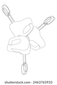 Eine durchgehende Linie des elektrischen Mischers. In: Thin Line Illustration Vektorgrafik Concept. Konturzeichnung Kreative Ideen.