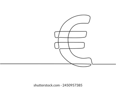 One continuous line of a euro currency sign symbol