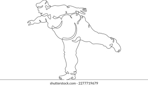 One continuous line. Fat man on holiday. An obese man. Obesity. Harmful lifestyle. Man on vacation. One continuous line drawn isolated, white background.