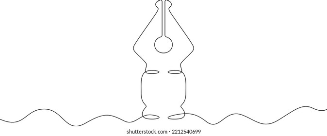 One continuous line. Feather pen. Fountain pen for writing. Flat minimal icon. One continuous line on a white background.