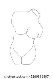 One continuous line of Female Body Statue. Thin Line Illustration vector concept. Contour Drawing Creative ideas.