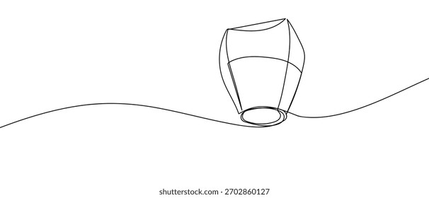 One continuous line of festival lanterns Minimalist simple linear style. Vector outline illustration.