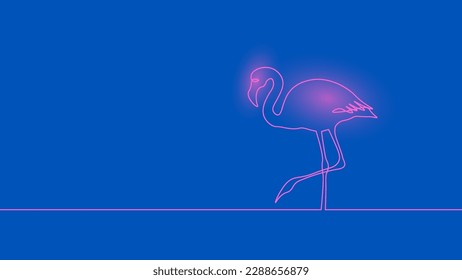 One continuous line flamingo drawing. Doodle hand drawn summer symbol. Stylish fabric travel concept vector illustration