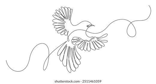 Una línea continua de vuelo bird.one dibujo de línea de vuelo hummingbird.single línea Ilustración vectorial.aislado fondo blanco