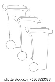 One continuous line of Garbage Bin. Thin Line Illustration vector concept. Contour Drawing Creative ideas.