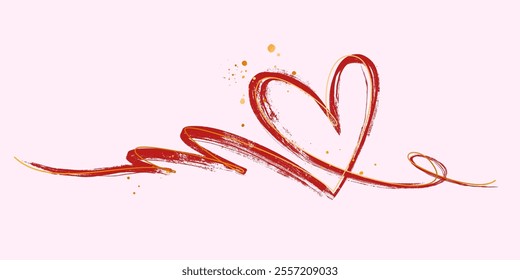 Una línea continua del corazón del icono del grunge. Señal de amor del doodle lindo aislado en el fondo blanco. Formas del corazón del garabato dibujadas con los marcadores y la tiza