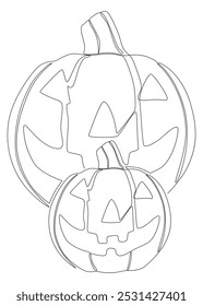 Uma linha contínua de Halloween Pumpkin, Jack O' Lantern. Conceito de vetor de Ilustração de Linha Fina. Desenho de contorno Ideias criativas.