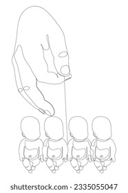 One continuous line of hand with baby. Thin Line Illustration vector concept. Contour Drawing Creative ideas.